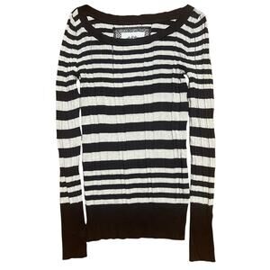 Women's/Juniors Mudd 100% Cotton Striped Brown Long Sleeve Sweater Size L